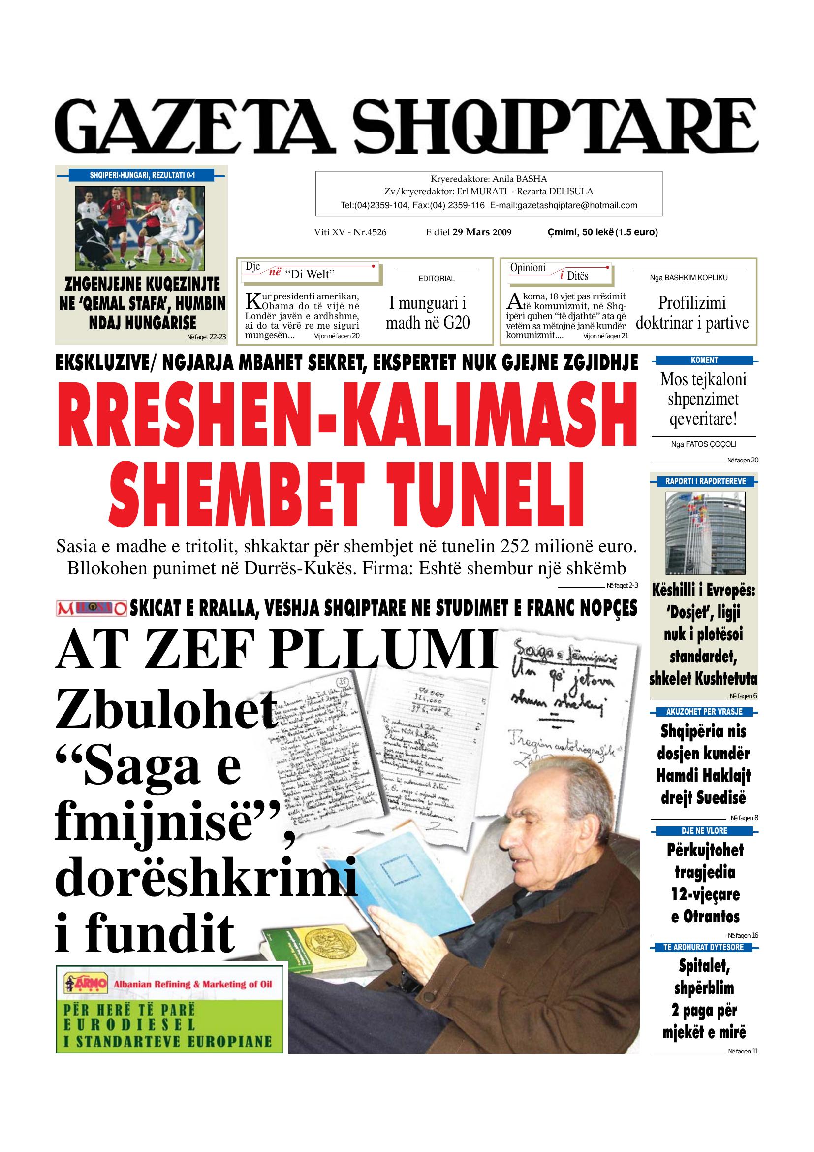 Gazeta Shqiptare 2009-03-29